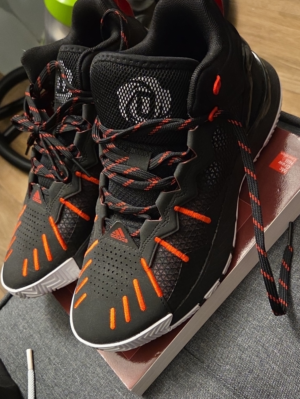 adidas Men’s Black & Orange Performance Basketball Sneakers